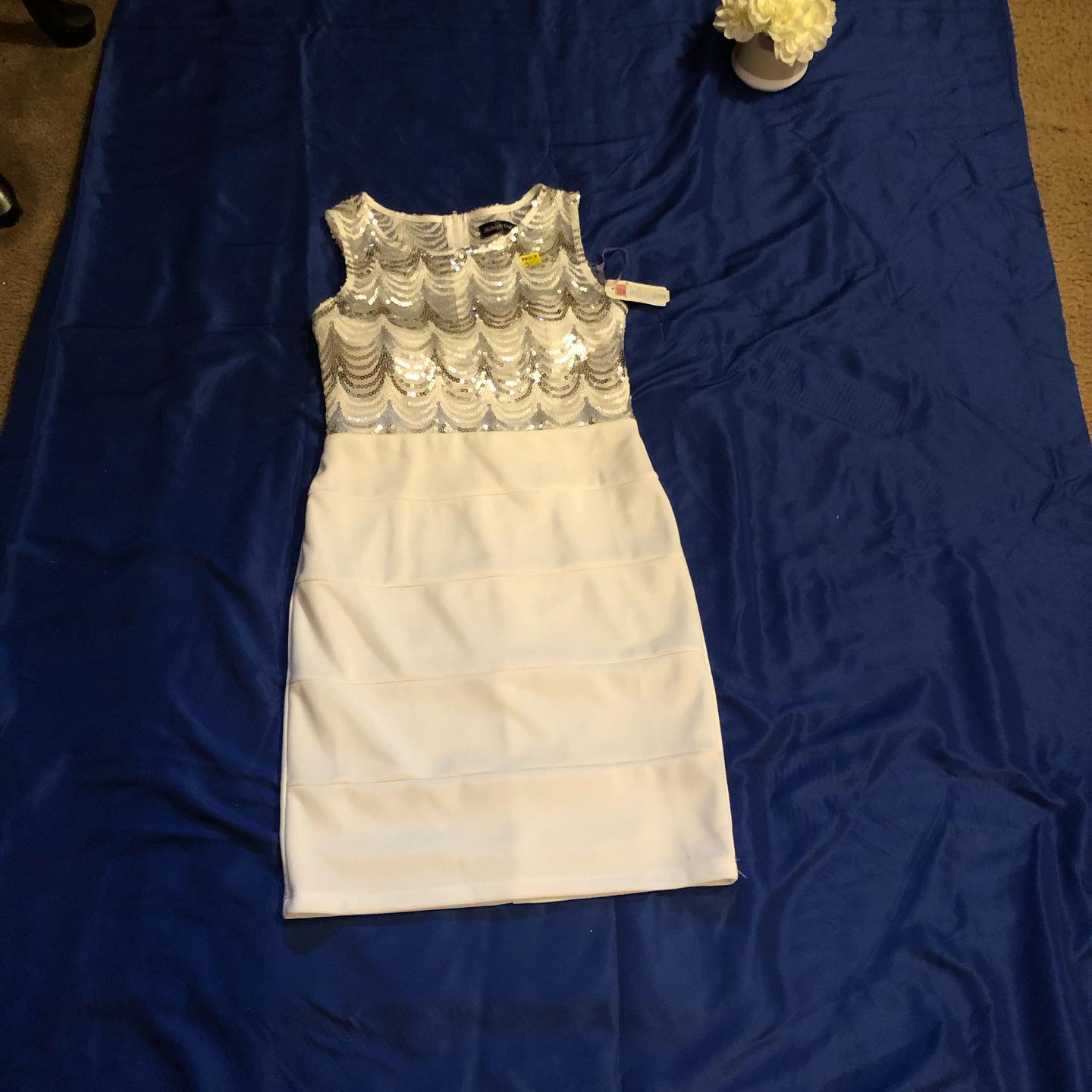 Thrift With A Purpose- White & Silver Shimmer Dress