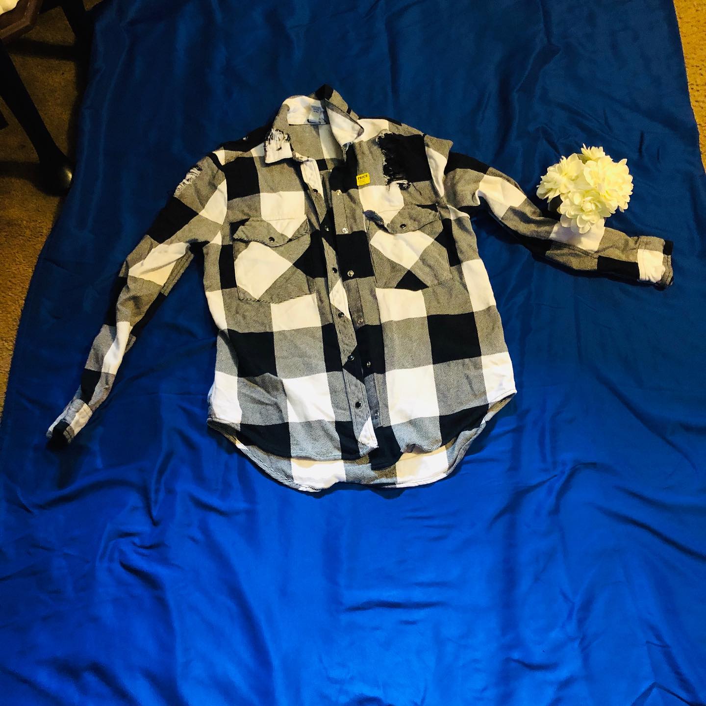 Thrift With A Purpose-Black & White Flannel Shirt