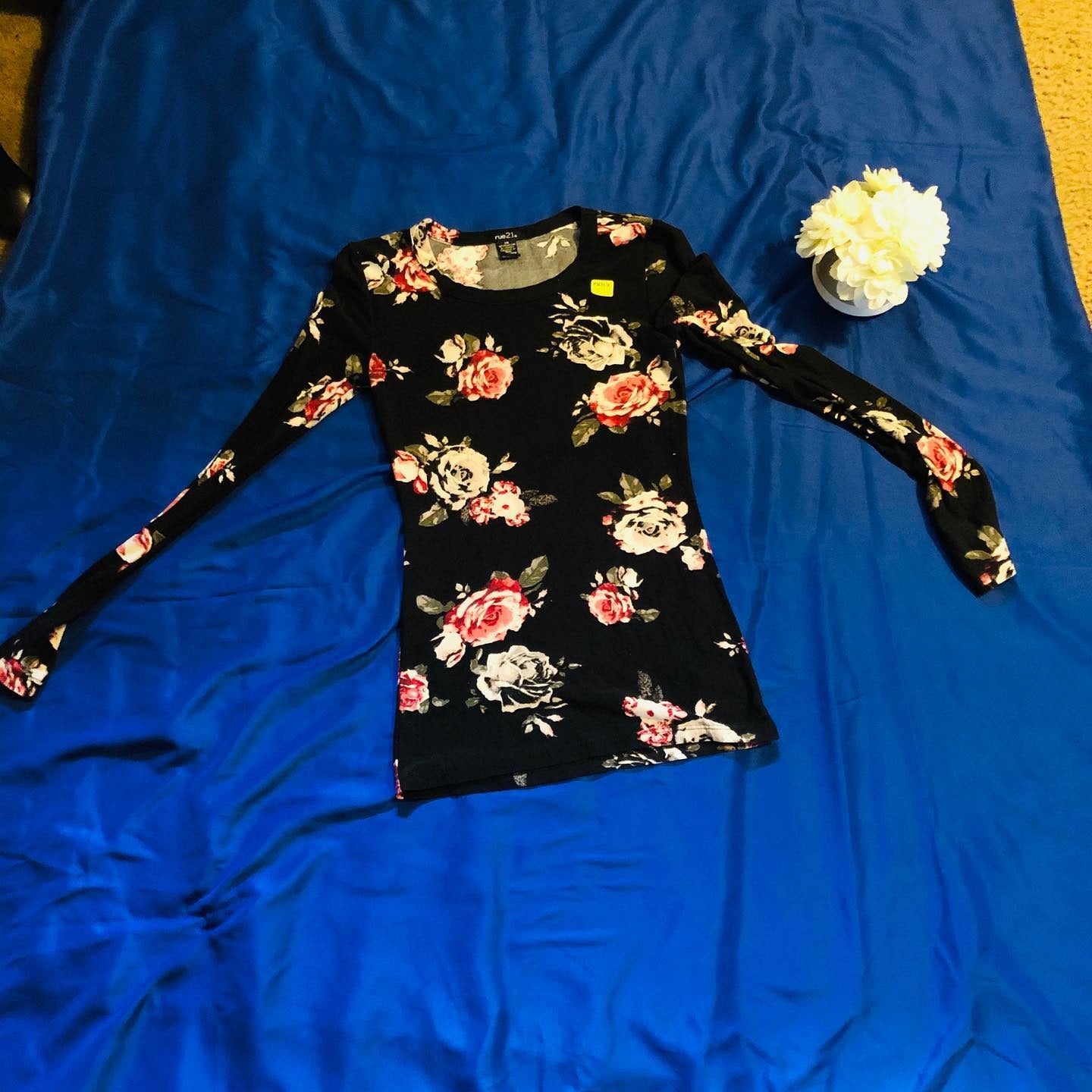 Thrift With A Purpose- Floral Black Top