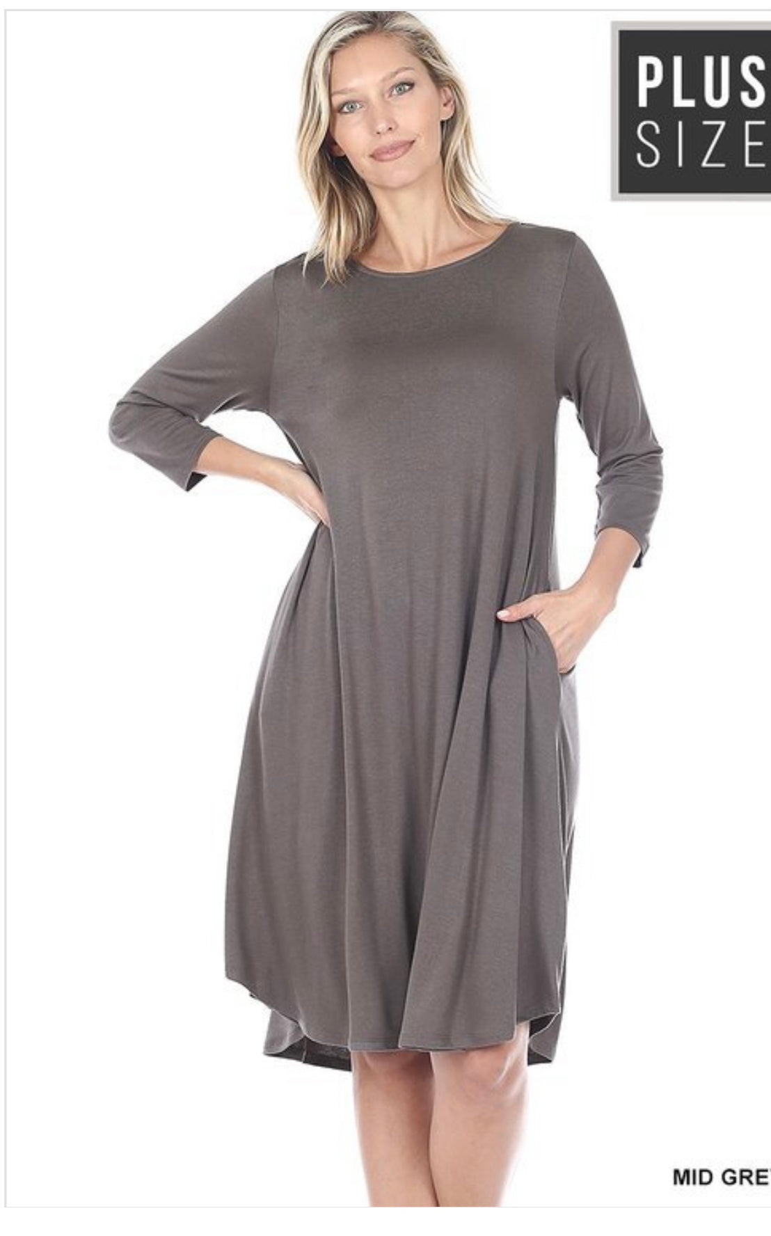 Char’s Mid Grey Simple Lady Plus Dress
