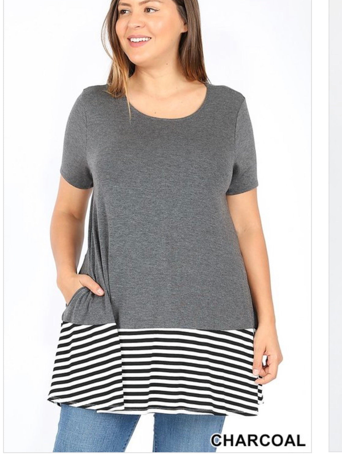 Grey Stripe Top