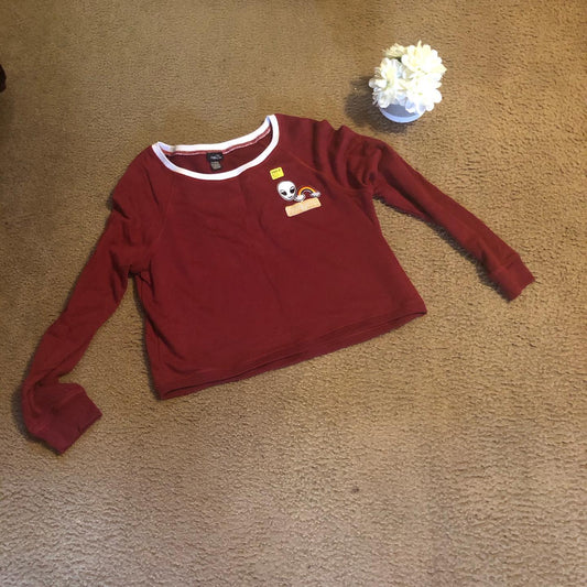 Thrift With A Purpose-Burgundy Alien Top