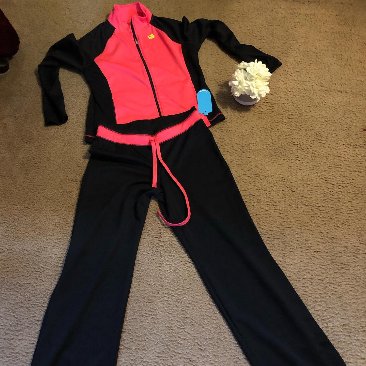 Thrift With A Purpose-Coral & Black Active Suit