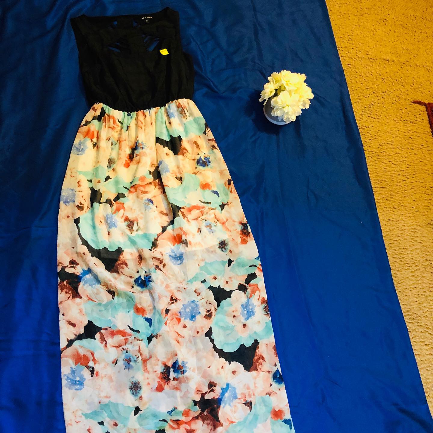 Thrift With A Purpose- Black Floral Maxi Dress