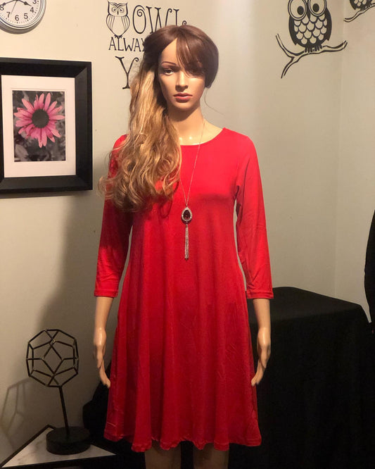 Clothes With A Purpose- "Simple Lady" Red Dress With Pockets
