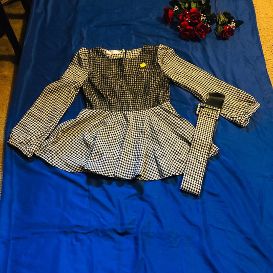 Thrift With A Purpose-Black & White Top With Belt