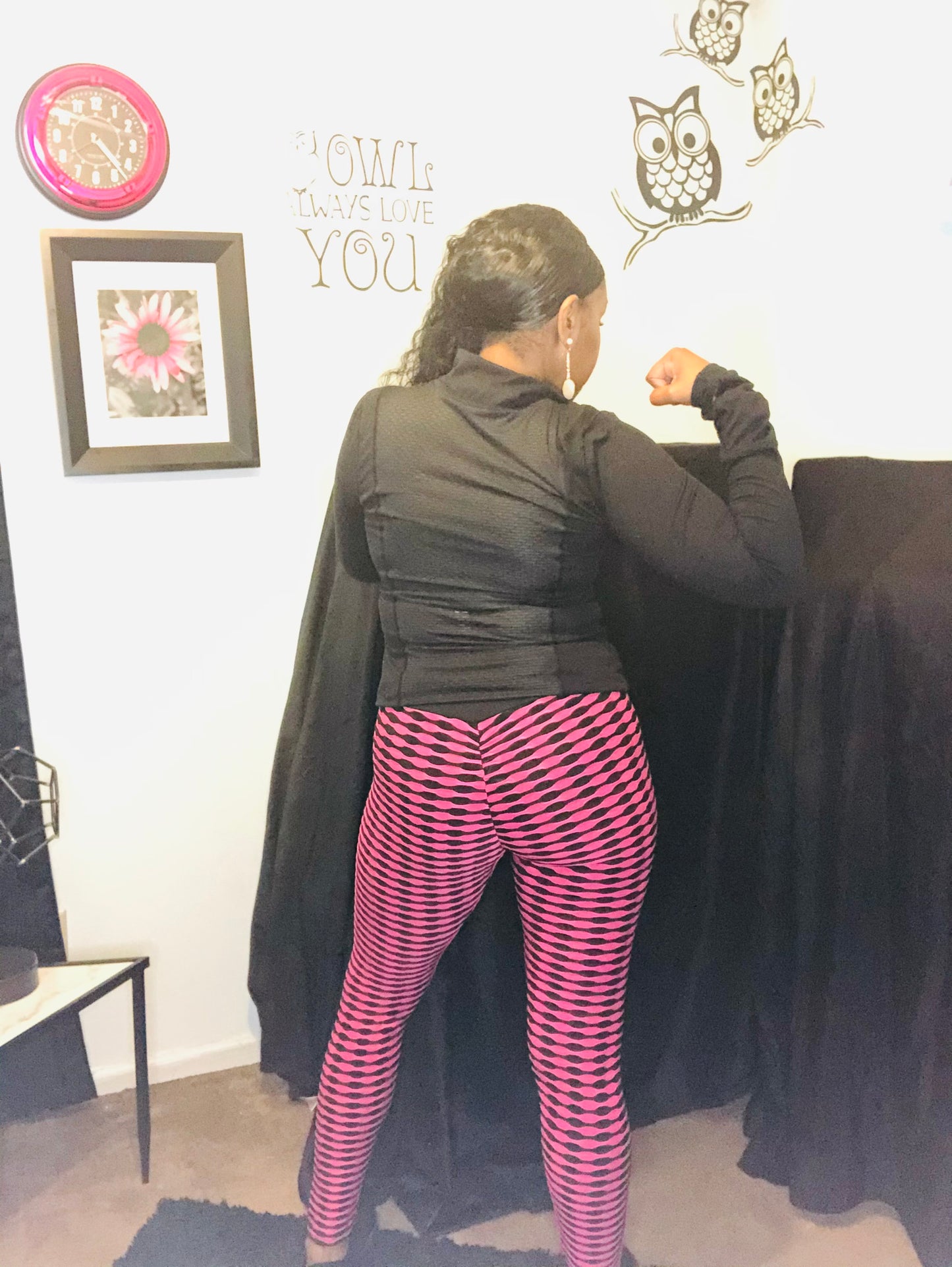 FUCHSIA WAFFLE FLOW ATHLETIC LEGGINGS