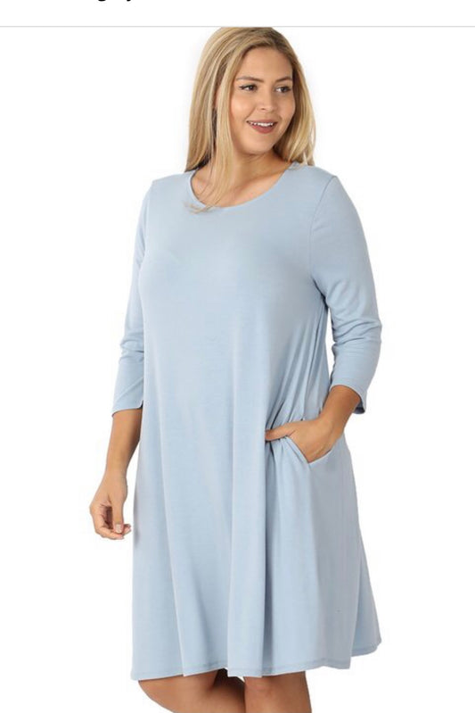 Char’s Ash Blue Simple Lady Plus Dress