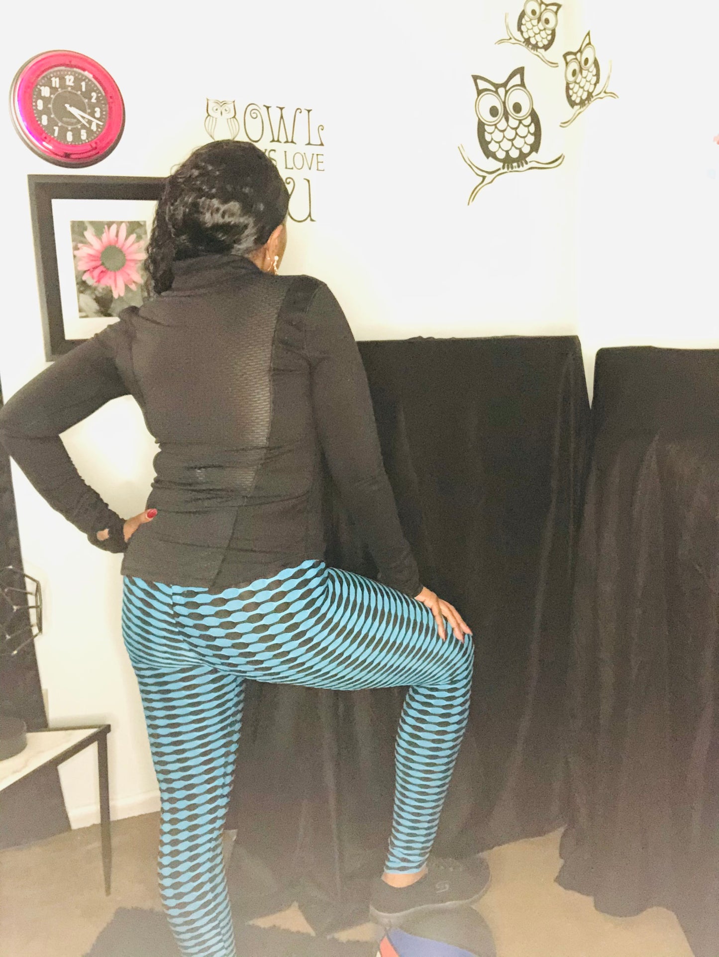 TURQUOISE WAFFLE FLOW ATHLETIC LEGGINGS