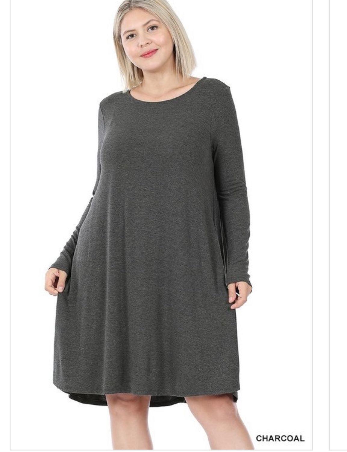 CHAR’S SIMPLE LADY PLUS GRAY DRESS