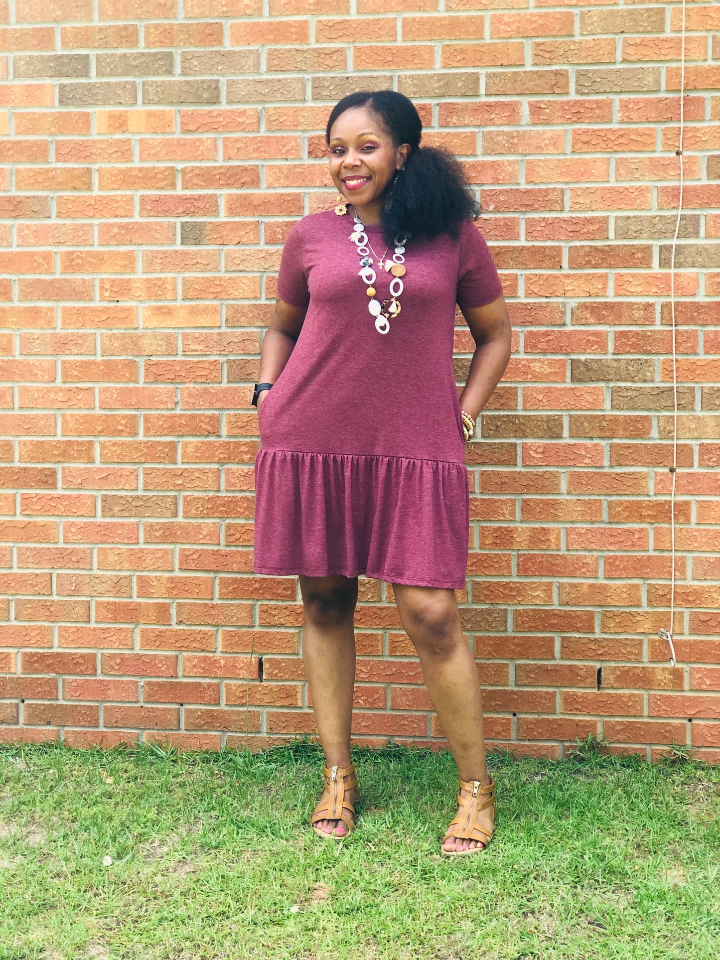 Clothes With A Purpose- Burgundy Dress With Pockets