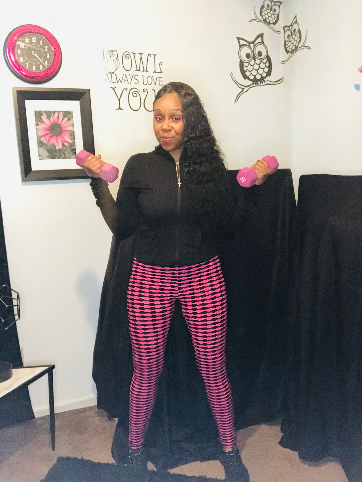 FUCHSIA WAFFLE FLOW ATHLETIC LEGGINGS